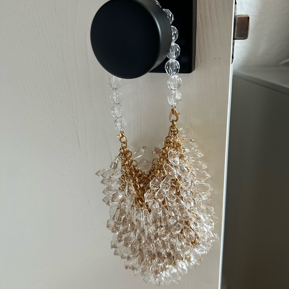 Tear Drop Crystal and Gold Chain Link Mini Handbag with Crystal Bead Handle NWOT - Picture 9 of 9